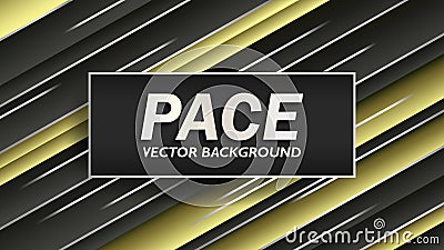 Abstract sport geometric background. Black and yellow-gold stripes. Effect of glow, speed and movement. Vector Illustration