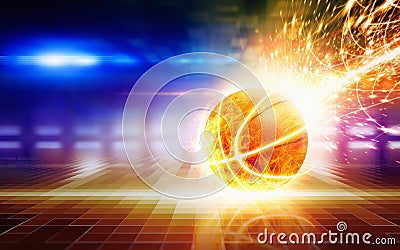 Abstract sports background - burning basketball Stock Photo