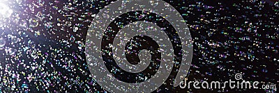 Abstract spotlight soap bubbles party panoramic background Stock Photo