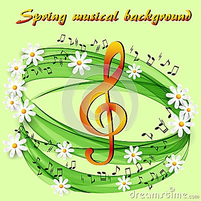 Abstract spring musical background with white daisies Stock Photo