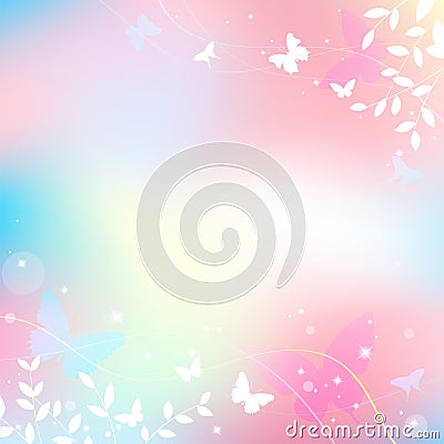 Abstract spring summer background in light pink pastel color, sweet love theme with butterfly Vector Illustration