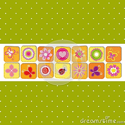 Abstract springtime flower greeting card Vector Illustration