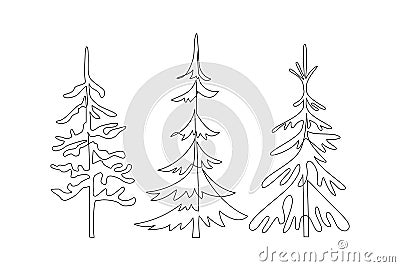 Abstract spruce tree set isolated on white background Vector Illustration