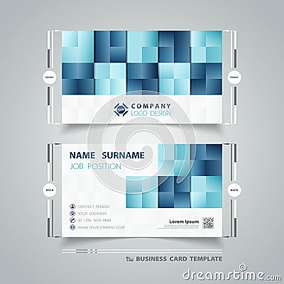 Abstract square blue colors pattern tech design business name card. illustratoin vector eps10 Vector Illustration