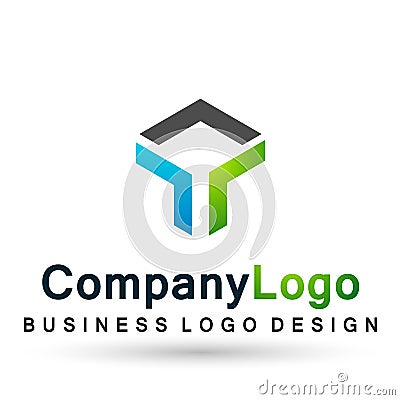 Abstract square cube shaped business Logo union on Corporate Invest Business Logo design. Financial Investment on white background Cartoon Illustration