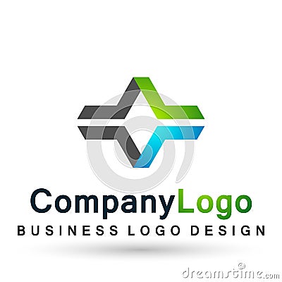 Abstract square cube shaped business Logo union on Corporate Invest Business Logo design. Financial Investment on white background Cartoon Illustration