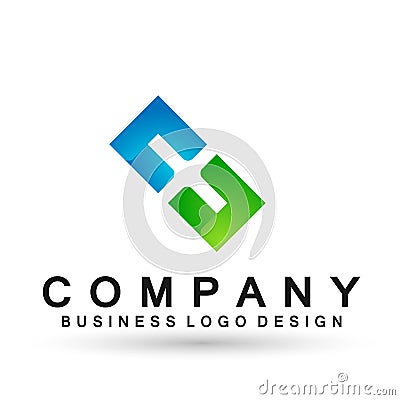 Abstract square shaped business Logo, union on Corporate Invest Business Logo design. Financial Investment on white background Cartoon Illustration