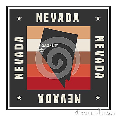 Abstract square stamp or sign with name of US state Nevada Vector Illustration