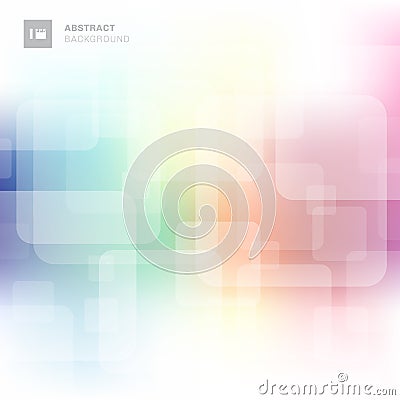 Abstract square transparent overlapping with colorful blurred background Vector Illustration