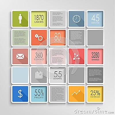 Abstract squares colorful info graphic template Vector Illustration