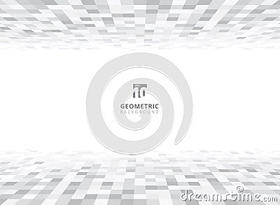 Abstract squares geometric gray and white perspective background Vector Illustration