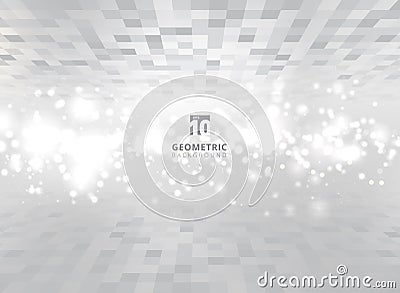 Abstract squares geometric gray and white perspective background Vector Illustration