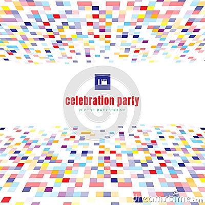 Abstract squares pattern perspective colorful color celebration party on white background Vector Illustration