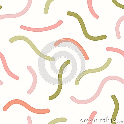 Abstract squiggle pattern background. Fun modern boho design element of wavy lines in a tossed design, trendy colours. Vector Illustration