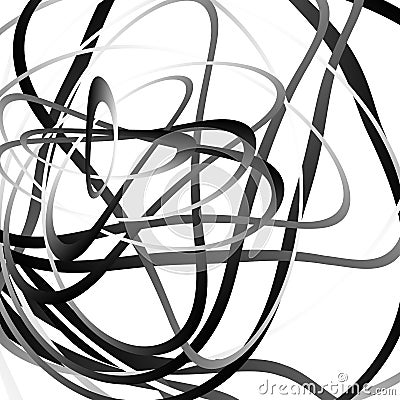Abstract squiggle, squiggly, curvy lines. Monochrome geometric p Vector Illustration