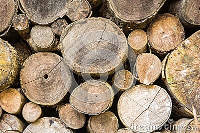 Abstract stack of firewood background Stock Photo