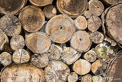 Abstract stack of firewood background Stock Photo