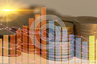 Abstract stacked coin ideas report investment and savings financial valuation Stock Photo