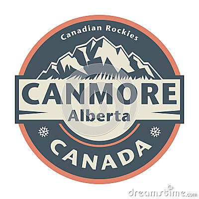 Abstract stamp or emblem with the name of Canmore, Alberta, Canada Vector Illustration