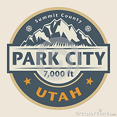 Abstract stamp or emblem with the name of Park City, Utah Vector Illustration