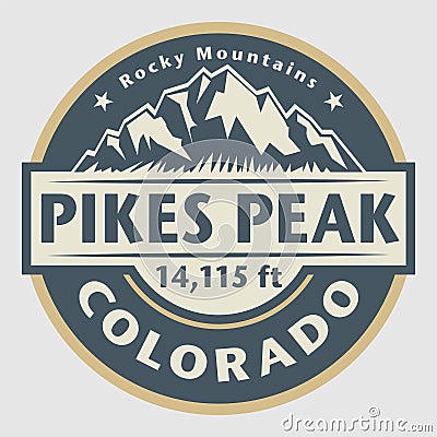 Pikes Peak, Colorado Vector Illustration