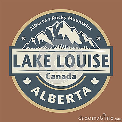 Abstract stamp or emblem with the name of town Lake Louise in Alberta, Canada Vector Illustration