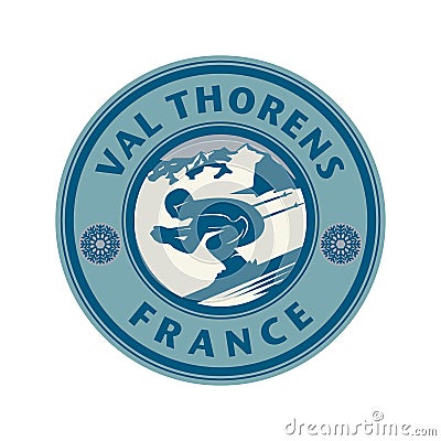 Abstract stamp or emblem with the name of Val Thorens, France Vector Illustration