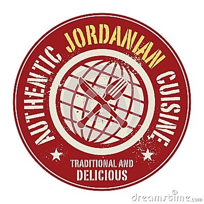 Abstract stamp or label with the text Authentic Jordanian Cuisine Vector Illustration