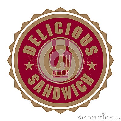 Abstract stamp or label with the text Delicious Sandwich Vector Illustration