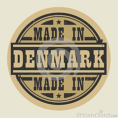 Abstract stamp or label with text Made in Denmark Vector Illustration