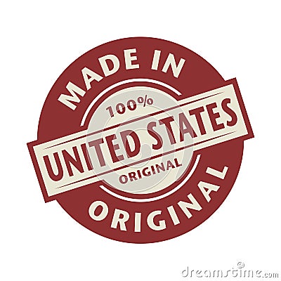 Abstract stamp or label with the text Made in United States Vector Illustration