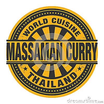 Abstract stamp or label with the text World Cuisine, Massaman Cu Vector Illustration