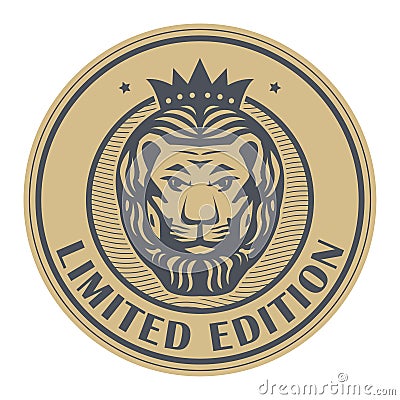 Abstract stamp with Lion Head Vector Illustration