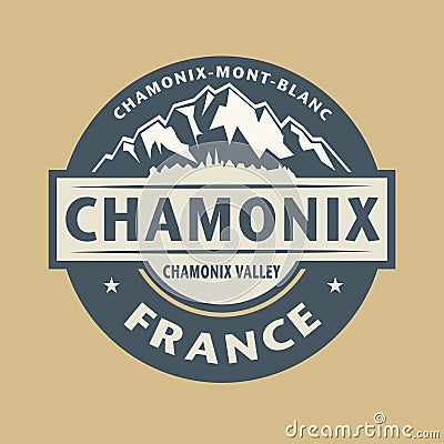 Abstract stamp with the name of town Chamonix in France Vector Illustration