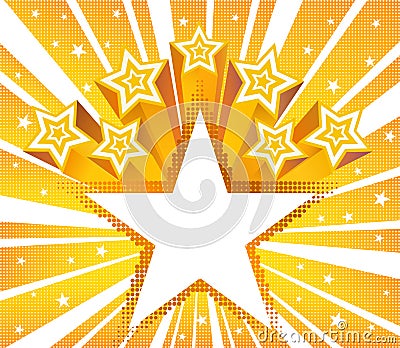 Abstract star burst background. Halftone gold vector background Vector Illustration