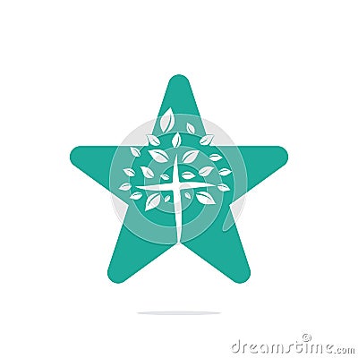 Abstract Star and tree religious cross symbo Vector Illustration