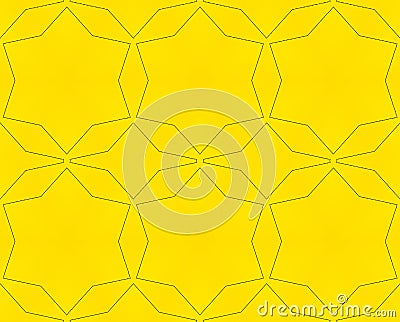 Abstract stars lines on yellow background geometric seamless pattern illustrators Stock Photo