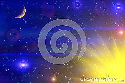 Abstract stars sky moon background Stock Photo