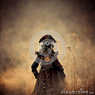 Abstract steampunk pirate. Ai generated. Stock Photo