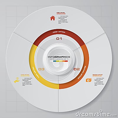 Abstract 3 steps modern pie chart infographics elements Vector Illustration