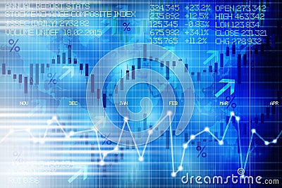 Abstract stock exchange digital display panel suggesting financial market evolution of shares Stock Photo