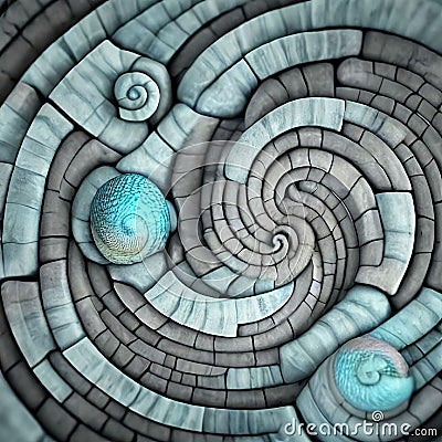 Abstract stone pattern wallpaper, spiral texture pebbles, colorful outdoor nature illustration, generative ai Cartoon Illustration