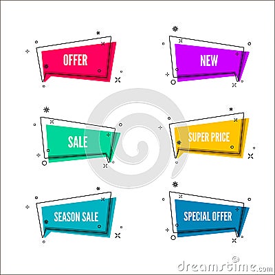 Abstract store offer banners. Colorful bubble with promotion text. Set of geometric promo template. Vector Vector Illustration