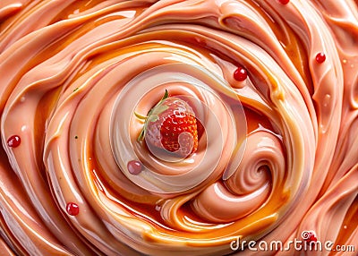 Abstract Strawberry Yogurt Swirl Caramel Background Design A Visual Delight for Your Next Project Stock Photo