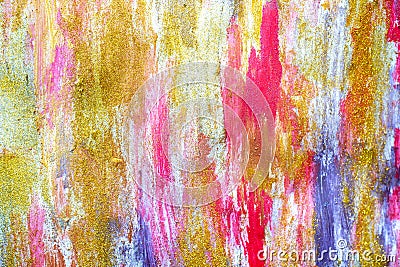 Abstract streams of paints on the wall Stock Photo