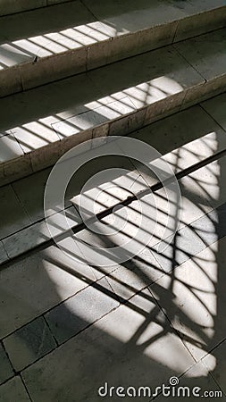 Abstract striped shadows from window lattice Stock Photo