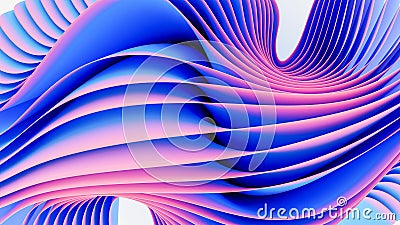 Abstract stripes of textile material wave in an irregular manner. Pink and blue color Stock Photo