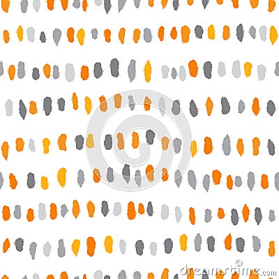 Abstract strokes seamless kids pattern. Orange and gray Vector Illustration