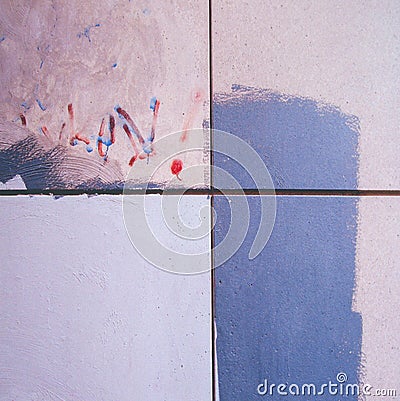 Abstract Stucco Background Wabi Sabi Textures Blue Red and Gray Colors Four Squares Stock Photo