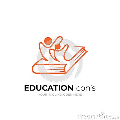 Abstract student logo with line style , books Vector Illustration